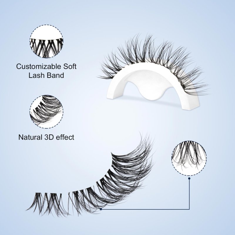 clear band natural segment lashes detail